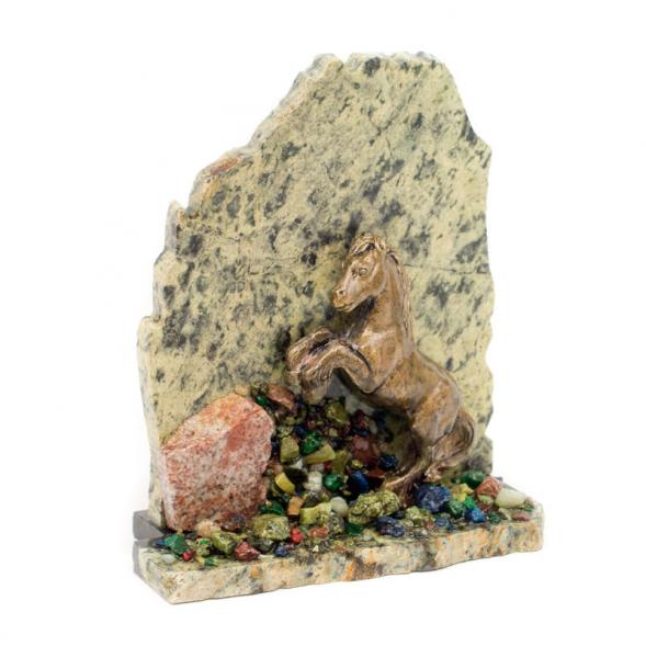 Сувенир &amp;quot;Лошадка&amp;quot; змеевик самоцветы 116433