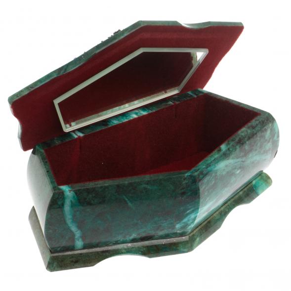 Шкатулка Корона с рисунком Рассвет 18х9х6,5 см змеевик 124990