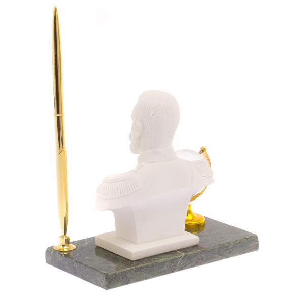 Подставка под ручку &amp;quot;Бюст Николая II&amp;quot; змеевик мраморная крошка 125340