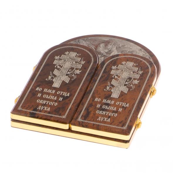 Икона складная &amp;quot;10 заповедей&amp;quot; арка большая камень обсидиан 125426