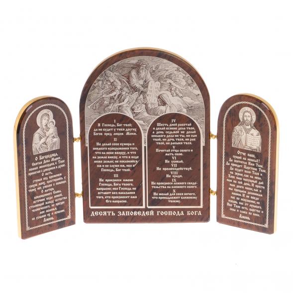 Икона складная &amp;quot;10 заповедей&amp;quot; арка большая камень обсидиан 125426