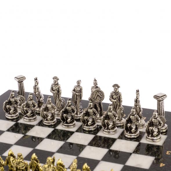 Шахматы &amp;quot;Царь Леонид&amp;quot; доска 28х28 см мрамор змеевик 126038