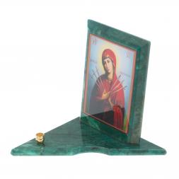 Икона с подсвечником Семистрельная средняя из змеевика 12х12х13 см