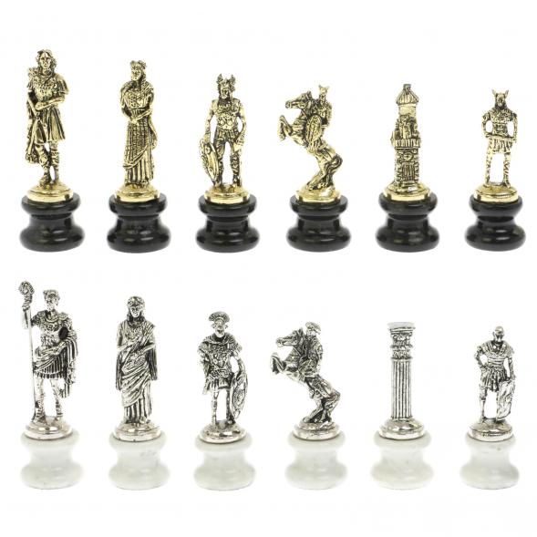 Шахматы &amp;quot;Римляне против Галлов&amp;quot; на подставках доска 40х40 см мрамор/змеевик 128513