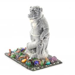 Сувенир "Бык - авторитет" из мрамолита на подставке из змеевика