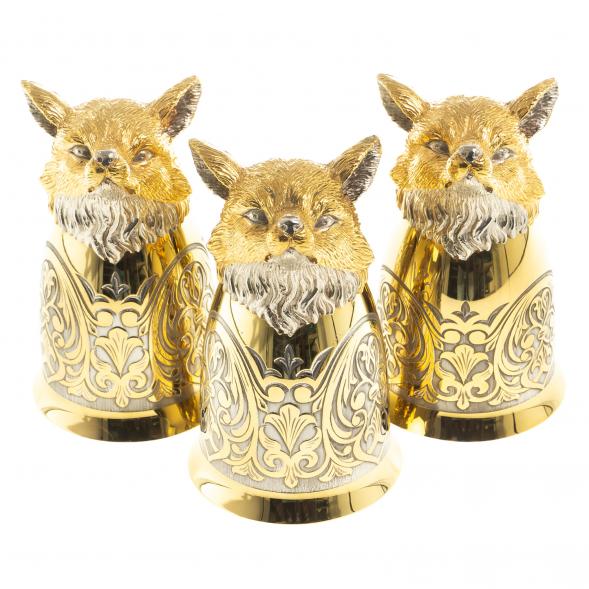 Подарочный набор &amp;quot;Лиса&amp;quot; фляжка и 3 стопки перевертыша Златоуст 123694