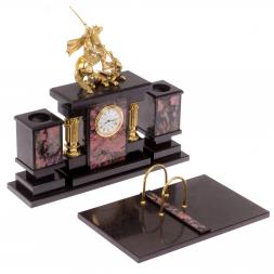 Настольный набор &amp;quot;Георгий Победоносец&amp;quot; камень родонит