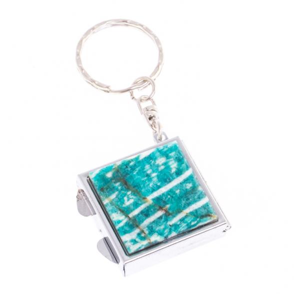 Складное зеркало брелок из амазонита квадратное 126640