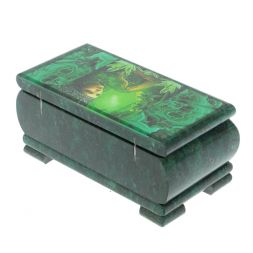 Шкатулка "Хозяйка медной горы. Малахит" из змеевика 16х8х7,5 см