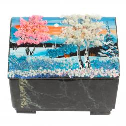 Шкатулка "Сундучок" змеевик рисунок зима 11,5х8х8 см