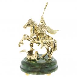 Бронзовая статуэтка &amp;quot;Георгий Победоносец&amp;quot; на нефрите