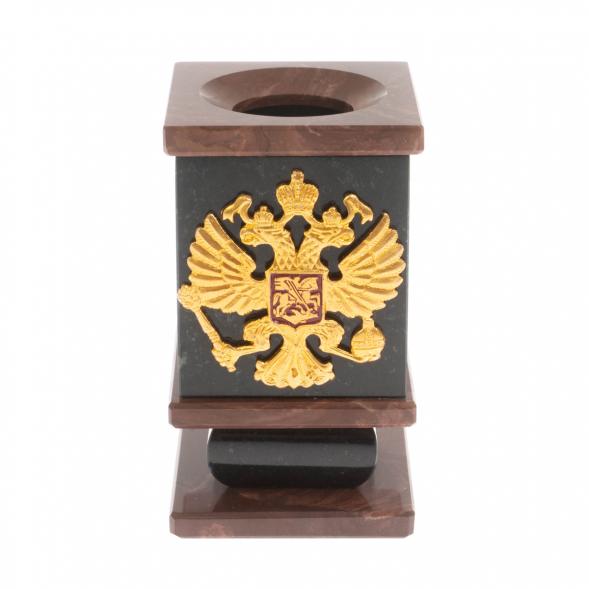Стакан для ручек / карандашей &amp;quot;Герб РФ&amp;quot; из лемезита 129877