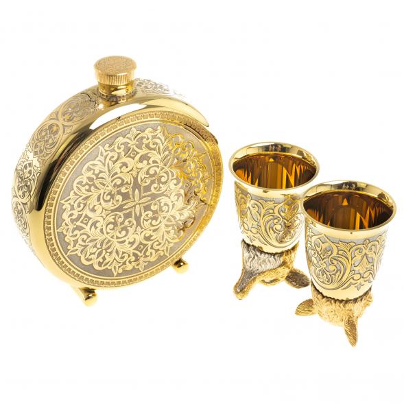 Подарочный набор &amp;quot;Лиса&amp;quot; фляжка и 2 стопки перевертыша Златоуст 123695