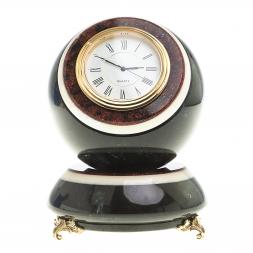 Настольные часы "Шар Антистресс" из черного змеевика 10 см