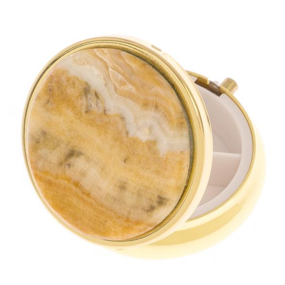 Таблетница на 3 отделения камень оникс цвет золото 125736