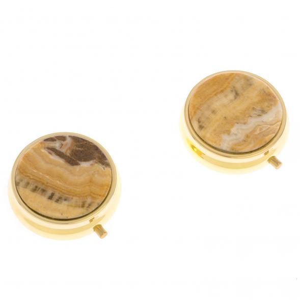 Таблетница на 3 отделения камень оникс цвет золото 125736