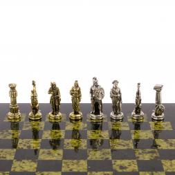 Шахматы &amp;quot;Царь Леонид&amp;quot; доска 28х28 см змеевик