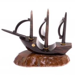 Сувенир &amp;quot;Парусник&amp;quot; из коричневого обсидиана