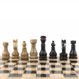 Каменные шахматы "Статус" доска 30х30 см камень ракушечник мрамор