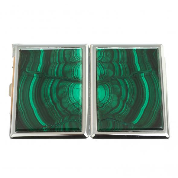 Портсигар на 10 сигарет с зажигалкой камень малахит 123423