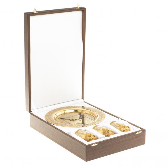 Подарочный набор &amp;quot;Филин&amp;quot; тарелка и 3 стопки перевертыша Златоуст 123696