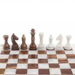 Шахматы из оникса и мрамора "Европейские" доска 30х30 см