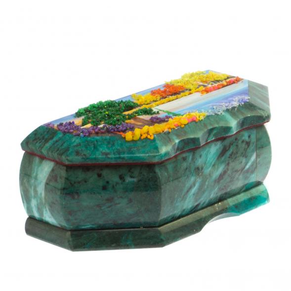 Шкатулка с расписной крышкой Осень 17х7,5х6 см змеевик 124994