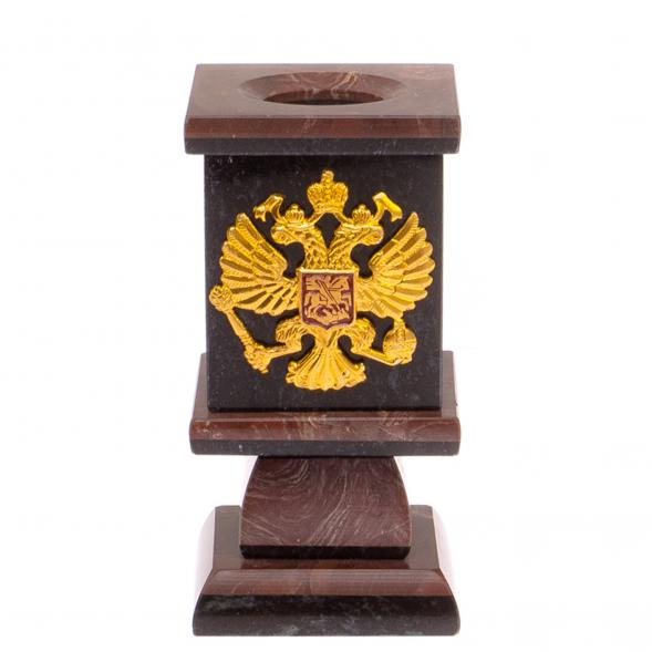 Карандашница из лемезита с Гербом РФ 125267