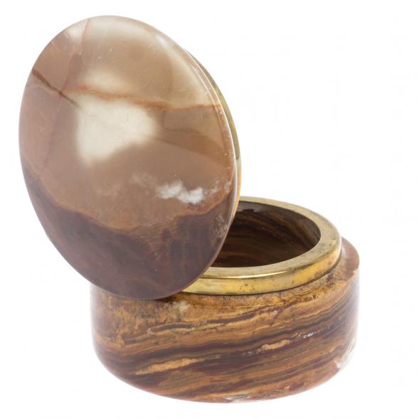 Шкатулка из зелено-коричневого оникса 6х6х4,5 см (2,5) 126484