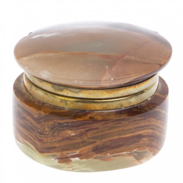 Шкатулка из зелено-коричневого оникса 6х6х4,5 см (2,5) 126484