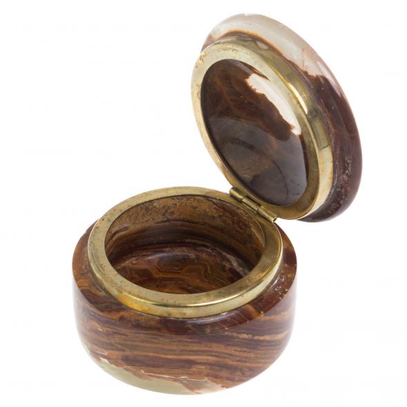 Шкатулка из зелено-коричневого оникса 6х6х4,5 см (2,5) 126484