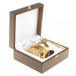 Позолоченный подстаканник &amp;quot;Герб РФ&amp;quot; в подарочной упаковке Златоуст