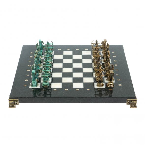 Шахматы &amp;quot;Римские лучники&amp;quot; фигуры бронза / патина 28х28 см из мрамора 128200