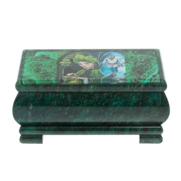 Шкатулка &amp;quot;Хозяйка медной горы и Данила&amp;quot; из змеевика 16х8х7,5 см 128282