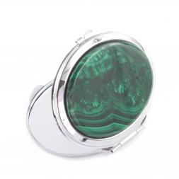Зеркальце овальное из малахита цвет серебро