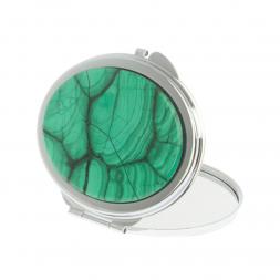 Зеркальце овальное из малахита цвет серебро