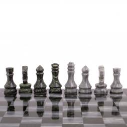 Шахматы из камня &amp;quot;Традиционные&amp;quot; доска 38х38 см мрамор, змеевик