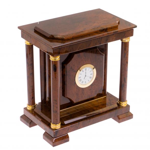 Часы сейф из коричневого обсидиана 26х16,5х28,5 см 126254