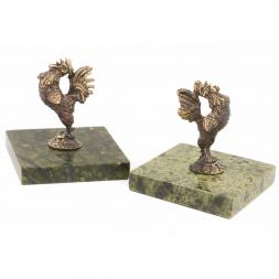 Статуэтка &amp;quot;Петушок кричит&amp;quot; большой бронза змеевик