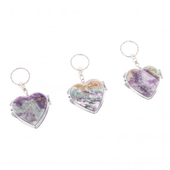 Складное зеркало брелок из флюорита Сердце 126643