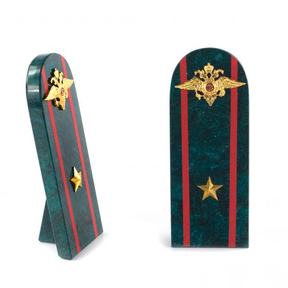 Сувенир &amp;quot;Погон Майор МВД&amp;quot; камень змеевик 121381