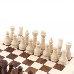 Шахматы из камня &amp;quot;Европейские&amp;quot; доска 30х30 см оникс мрамор