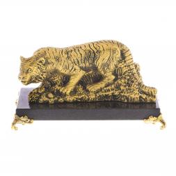 Сувенир фигурка "Тигр на охоте" на подставке из камня