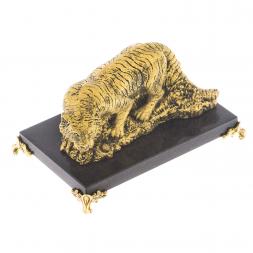 Сувенир фигурка "Тигр на охоте" на подставке из камня