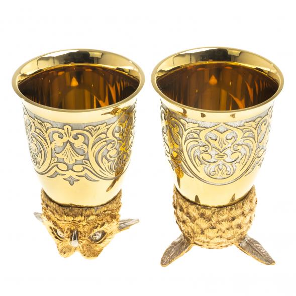 Подарочный набор &amp;quot;Филин&amp;quot; фляжка и 2 стопки перевертыша Златоуст 123698