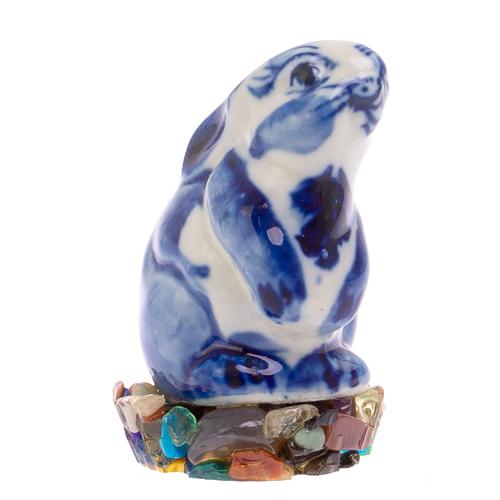 Сувенир фигурка &amp;quot;Зайчик большой&amp;quot; на подставке из самоцветов 125195