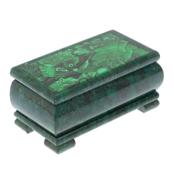 Шкатулка с иллюстрацией под камень малахит 16х8х7,5 см 128284