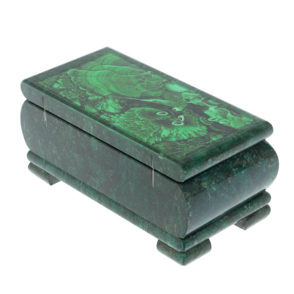 Шкатулка с иллюстрацией под камень малахит 16х8х7,5 см 128284