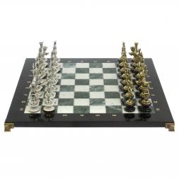 Шахматы "Отечественная война 1812 г." на подставках доска 40х40 см мрамор змеевик