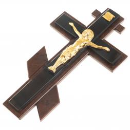 Крест настенный "Распятие" камень обсидиан